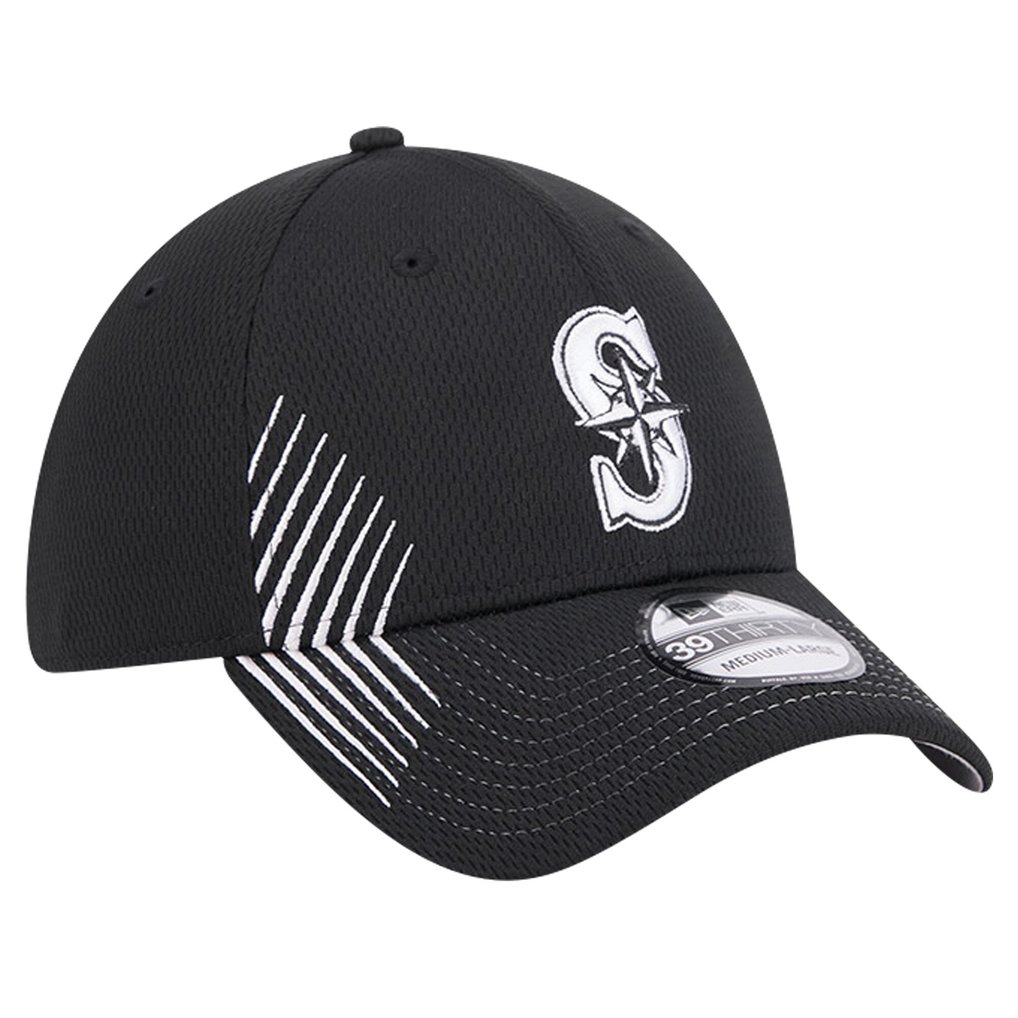 Seattle Mariners New Era Active Dash Mark 39THIRTY Flex Hat - Black