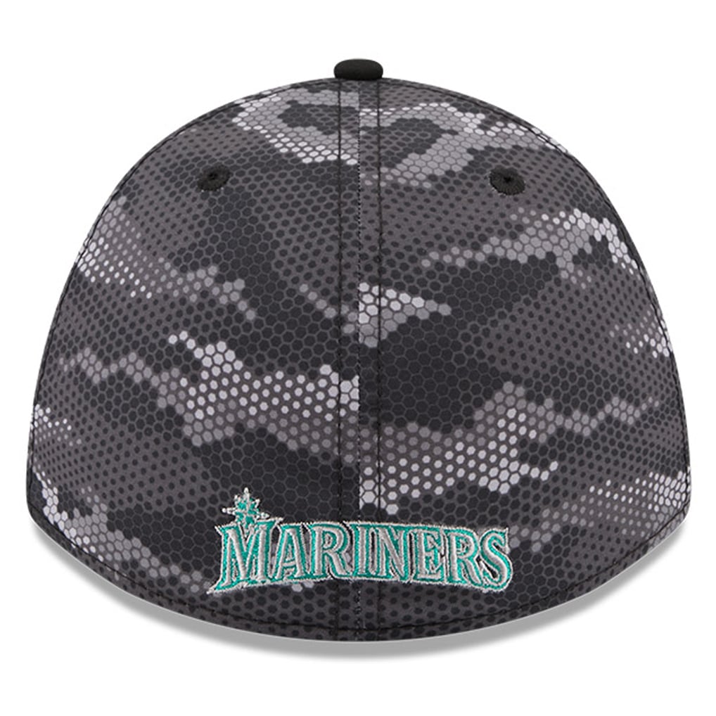 Seattle Mariners New Era Camo 39THIRTY A-Frame Flex Hat - Black