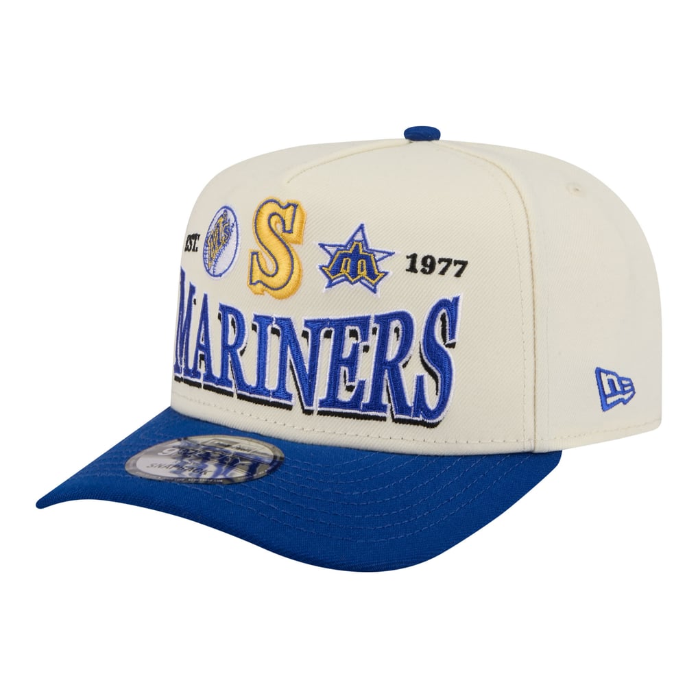 Seattle Mariners New Era Throwback Tri-Hit A-Frame 9FIFTY Adjustable Hat - Cream