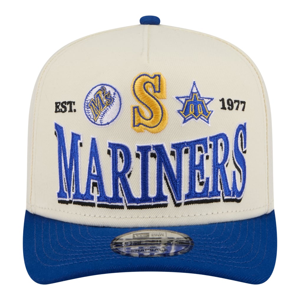 Seattle Mariners New Era Throwback Tri-Hit A-Frame 9FIFTY Adjustable Hat - Cream