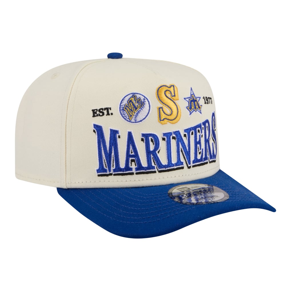 Seattle Mariners New Era Throwback Tri-Hit A-Frame 9FIFTY Adjustable Hat - Cream