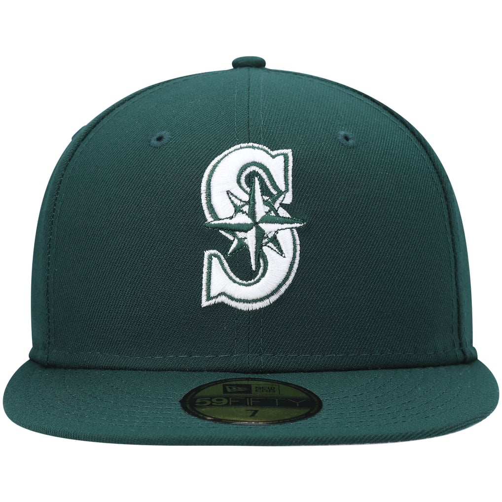 Seattle Mariners New Era White Logo 59FIFTY Fitted Hat - Green 