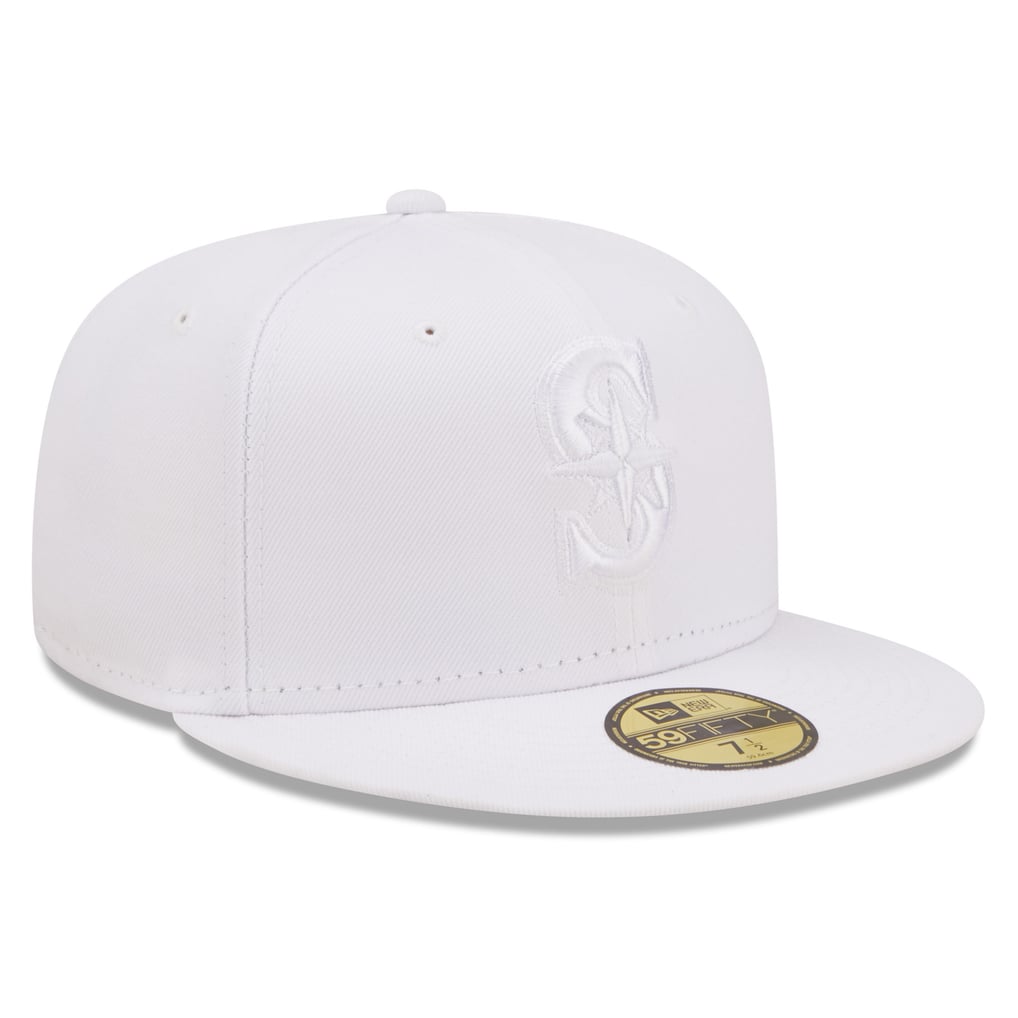 Seattle Mariners New Era White on White 59FIFTY Fitted Hat