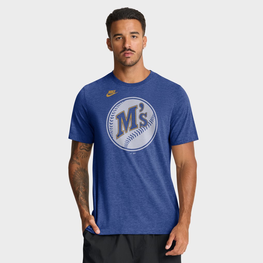 Seattle Mariners Nike Cooperstown Logo Tri-Blend T-Shirt - Heather Royal