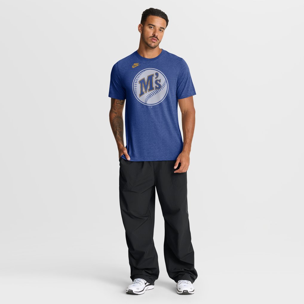 Seattle Mariners Nike Cooperstown Logo Tri-Blend T-Shirt - Heather Royal