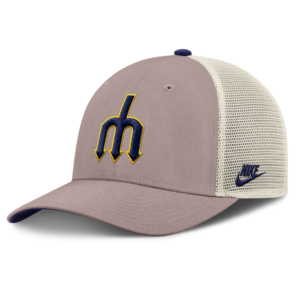 Seattle Mariners Nike Rise Adjustable Trucker Hat - Khaki