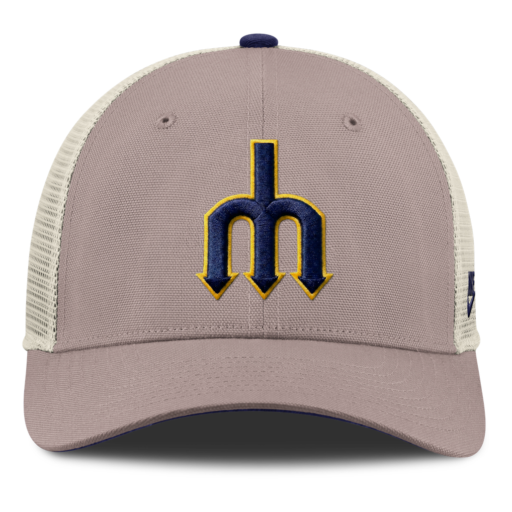 Seattle Mariners Nike Rise Adjustable Trucker Hat - Khaki