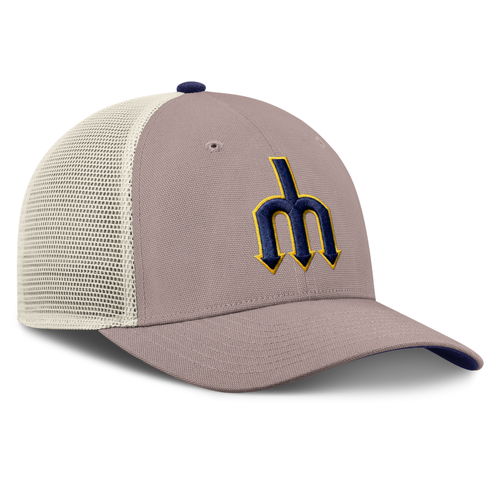 Seattle Mariners Nike Rise Adjustable Trucker Hat - Khaki