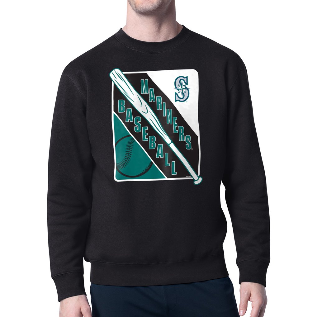Seattle Mariners Starter Shield Team Logo Crew Neck Sweatshirt - Black