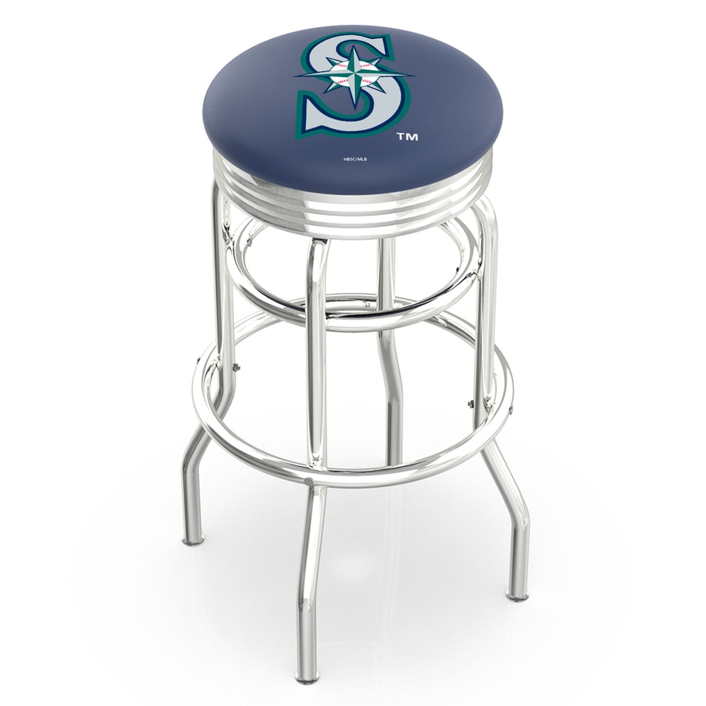 Seattle Mariners 25" Double Ring Chrome Swivel Counter Stool