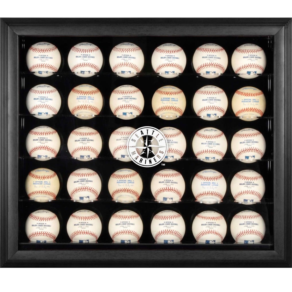 Seattle Mariners Fanatics Authentic Logo Black Framed 30-Ball Display Case