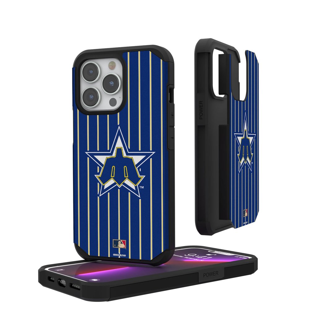 Seattle Mariners Primary Logo iPhone Pinstripe Cooperstown Design Rugged Case