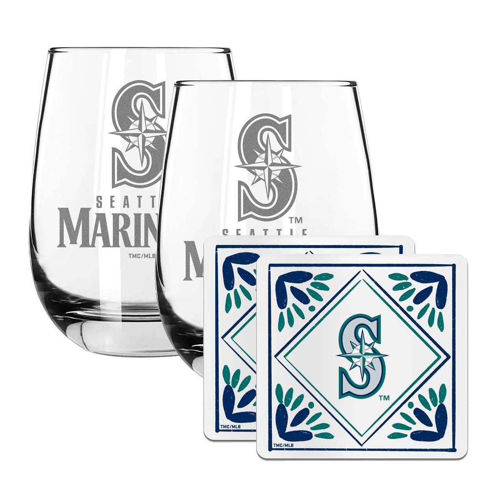 Seattle Mariners The Memory Company 15oz. Stemless Wine Glass & Coaster Set