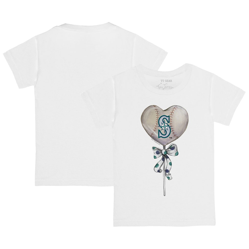 Seattle Mariners Tiny Turnip Toddler Heart Lolly T-Shirt - White