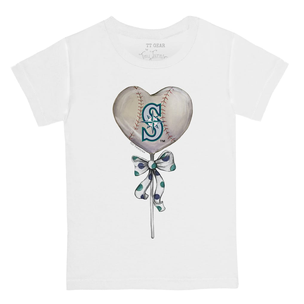 Seattle Mariners Tiny Turnip Toddler Heart Lolly T-Shirt - White