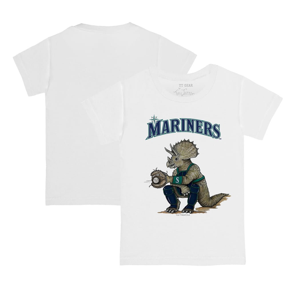 Seattle Mariners Tiny Turnip Toddler Triceratops T-Shirt - White