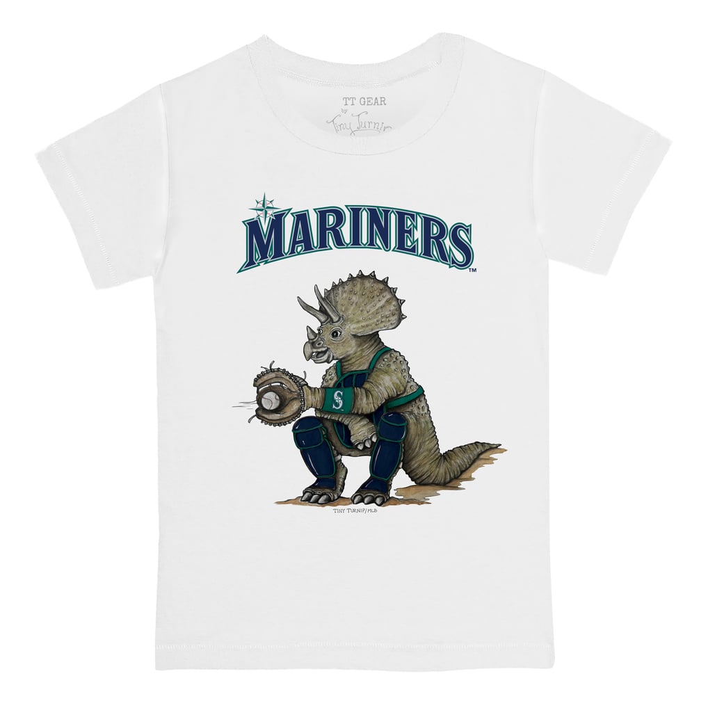 Seattle Mariners Tiny Turnip Toddler Triceratops T-Shirt - White