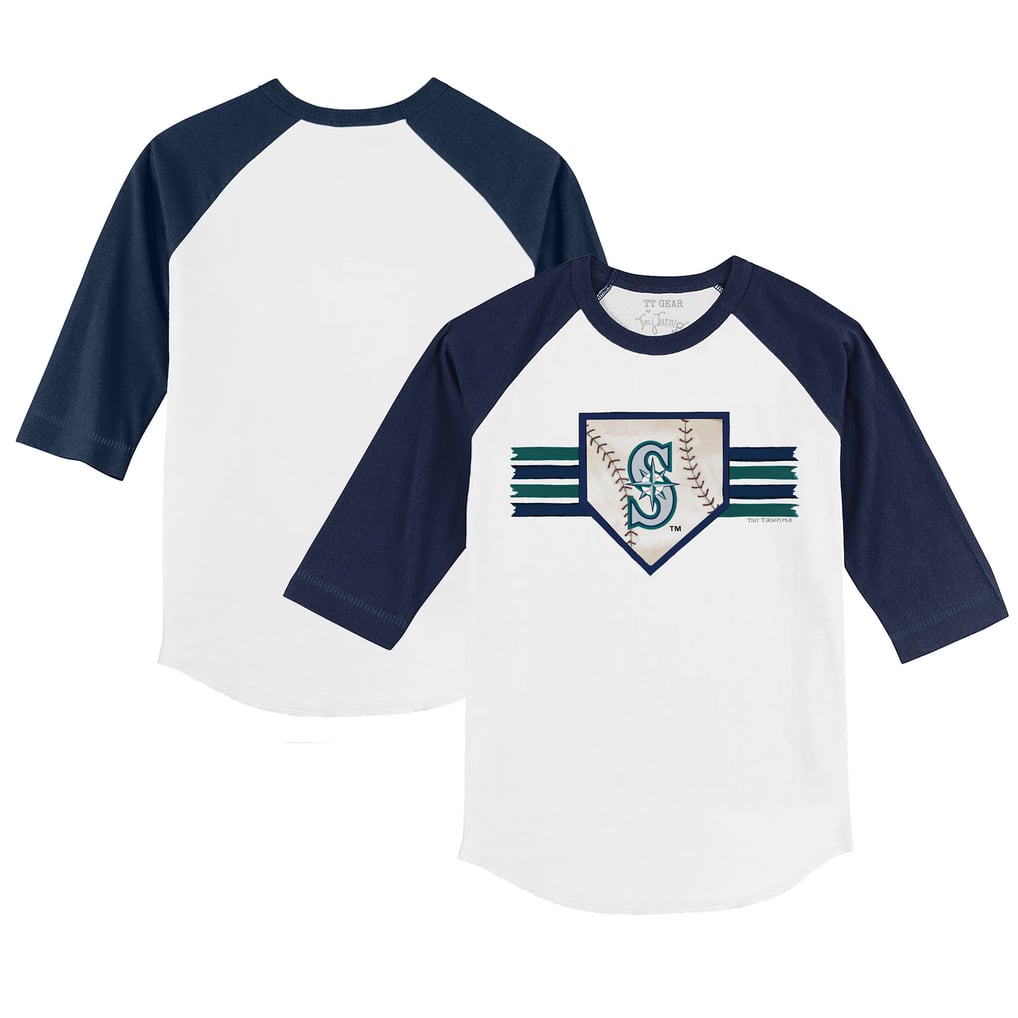 Seattle Mariners Tiny Turnip Toddler Base Stripe 3/4-Sleeve Raglan T-Shirt - White/Navy