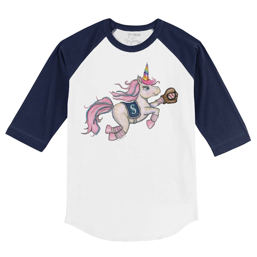 Seattle Mariners Tiny Turnip Toddler Unicorn 3/4-Sleeve Raglan T-Shirt - White/Navy