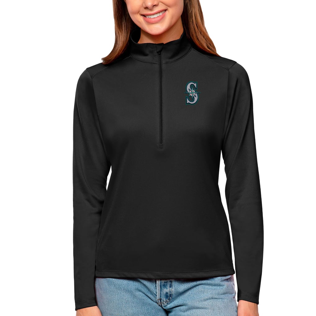 Seattle Mariners Antigua Women's Tribute Quarter-Zip Pullover Top - Black