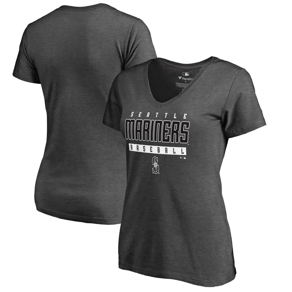 Seattle Mariners Women's Charcoal Stack V-Neck T-Shirt - Ash