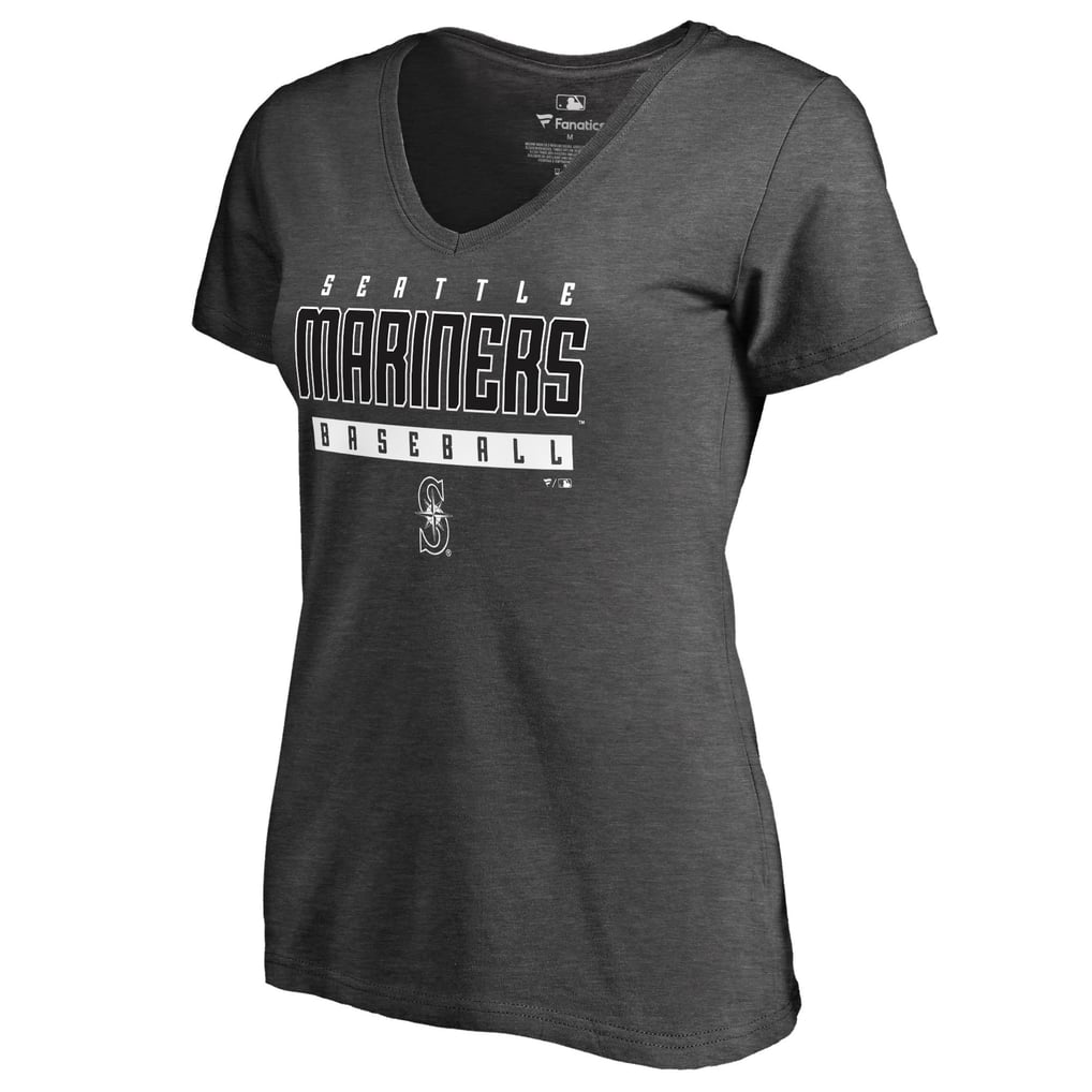 Seattle Mariners Women's Charcoal Stack V-Neck T-Shirt - Ash