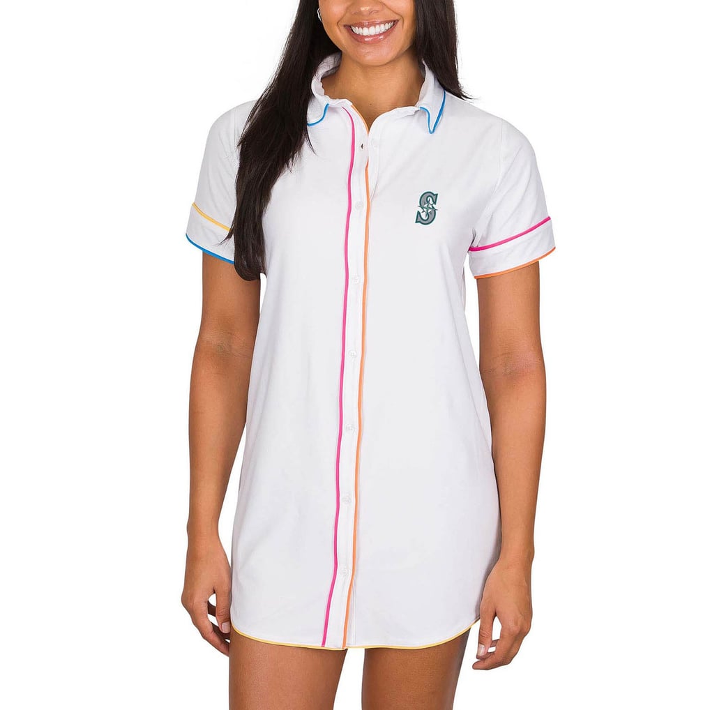 Seattle Mariners Concepts Sport Women's Flutter Knit Button-Up Nightshirt - White