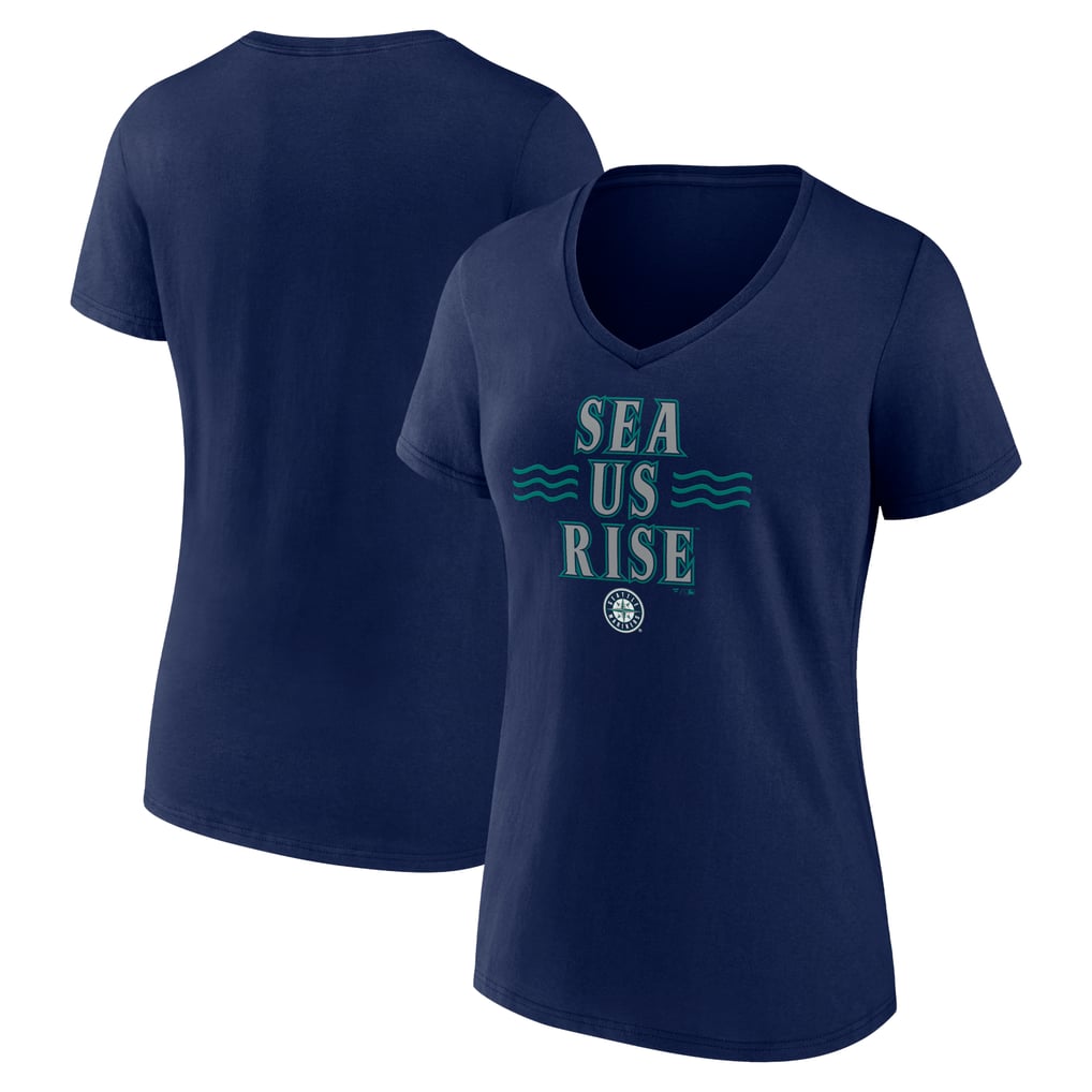  Seattle Mariners Women's Sea Us Rise V-Neck T-Shirt - Navy