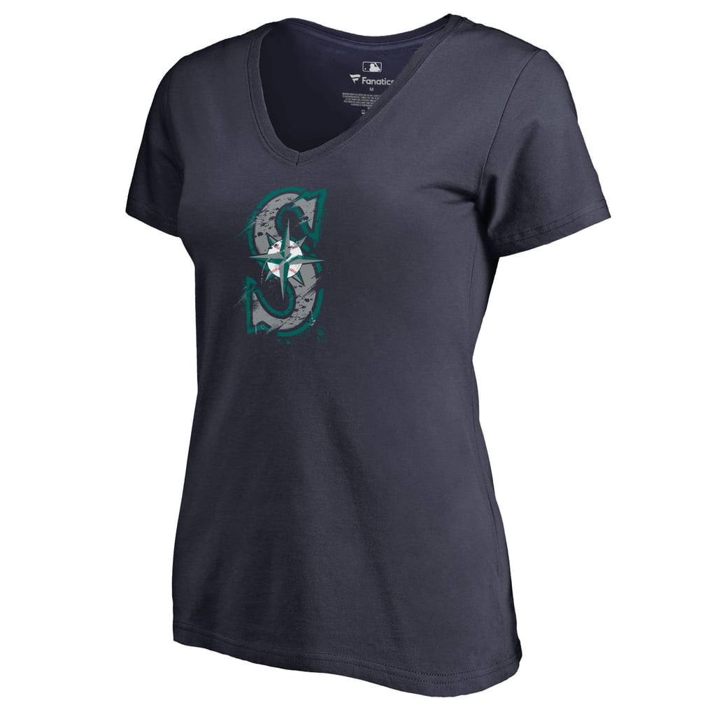 Seattle Mariners Women's Splatter Logo V-Neck T-Shirt - Navy