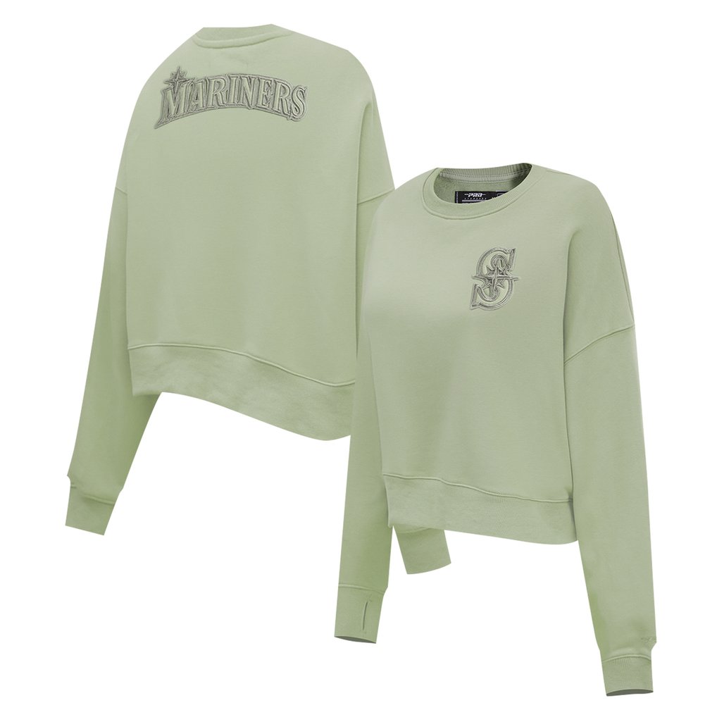 Seattle Mariners Pro Standard Women's Neutral Oversized Boxy Cropped Pullover Sweatshirt - Green