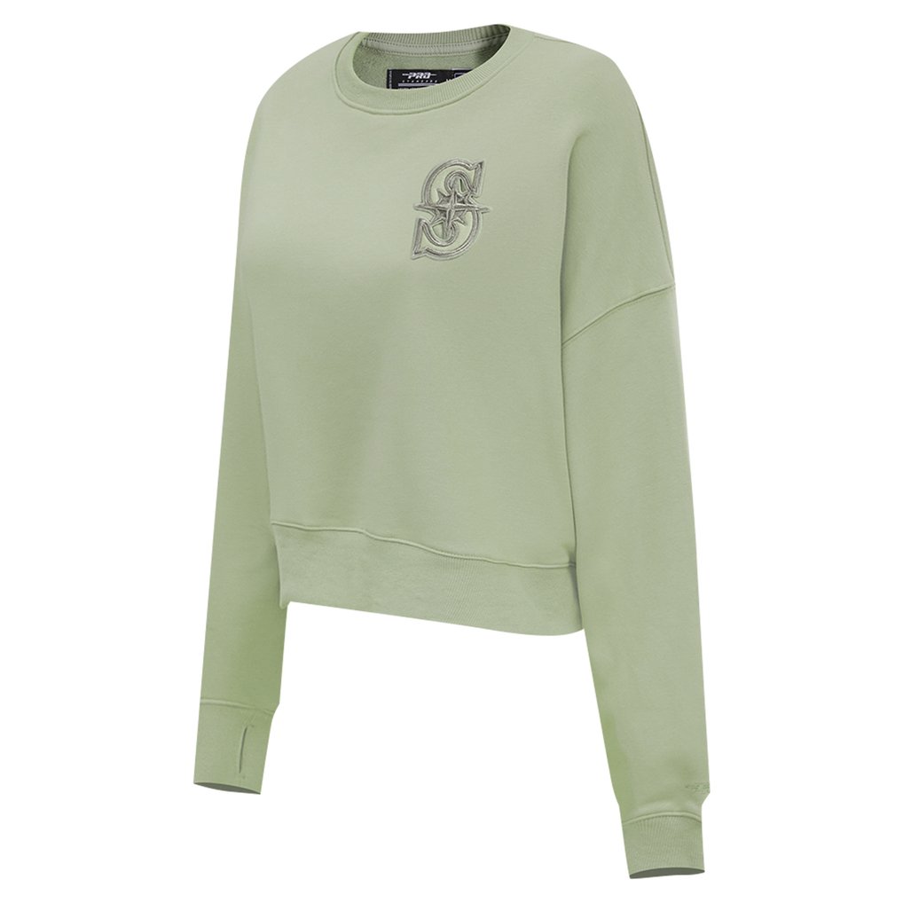Seattle Mariners Pro Standard Women's Neutral Oversized Boxy Cropped Pullover Sweatshirt - Green
