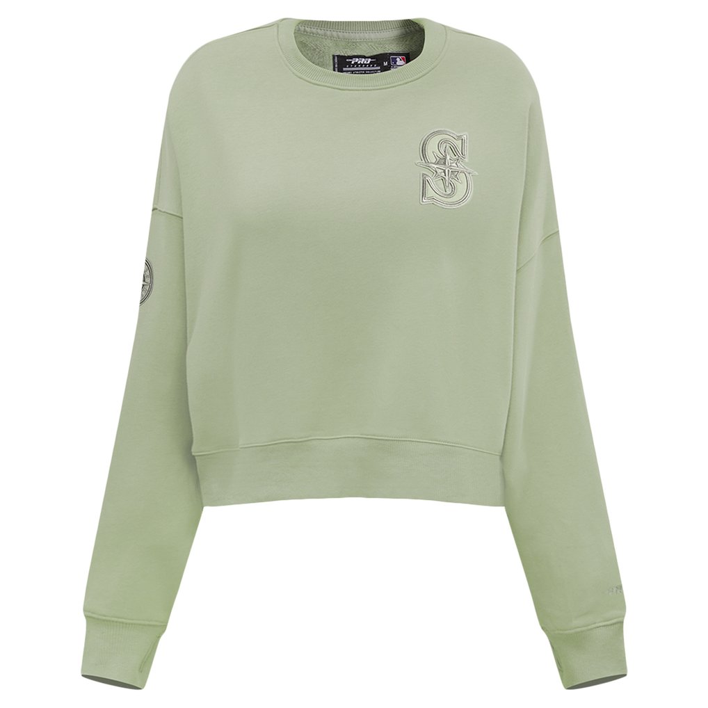 Seattle Mariners Pro Standard Women's Neutral Oversized Boxy Cropped Pullover Sweatshirt - Green
