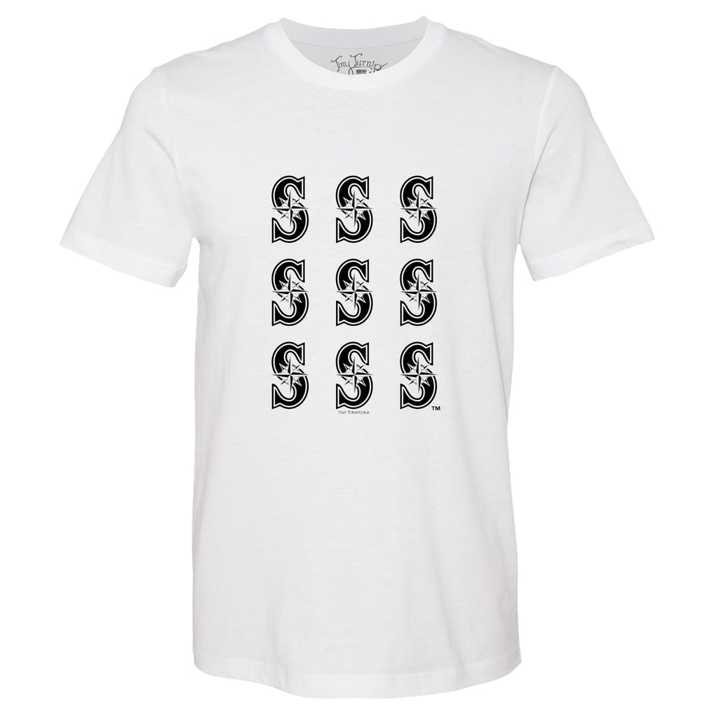  Seattle Mariners Tiny Turnip Women's Logo Grid T-Shirt - White