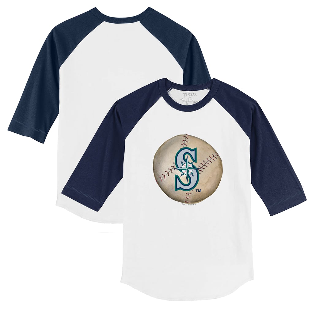 Seattle Mariners Tiny Turnip Youth Stitched Baseball 3/4-Sleeve Raglan T-Shirt - White/Navy