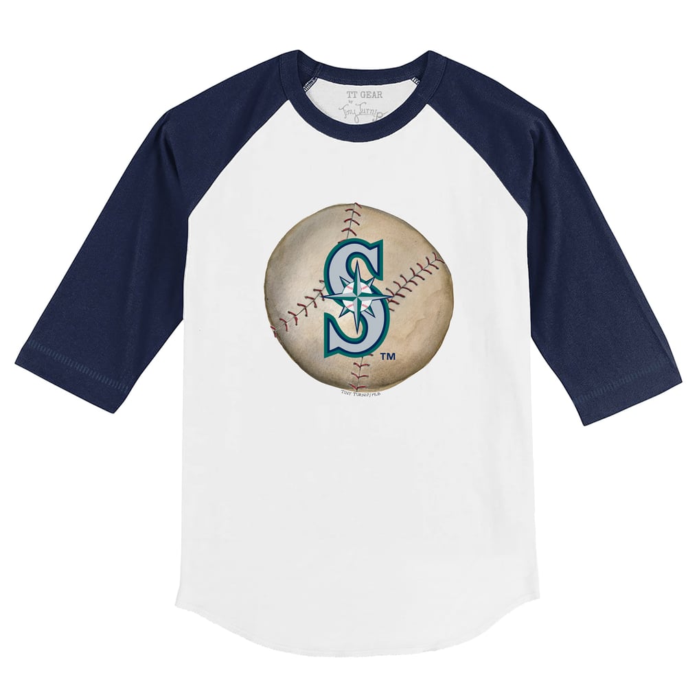 Seattle Mariners Tiny Turnip Youth Stitched Baseball 3/4-Sleeve Raglan T-Shirt - White/Navy