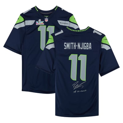 Jaxon Smith-Njigba Seattle Seahawks Autographed Fanatics Authentic Navy Nike Super Bowl LX Game Jersey with "SB LX Champs" Inscription 