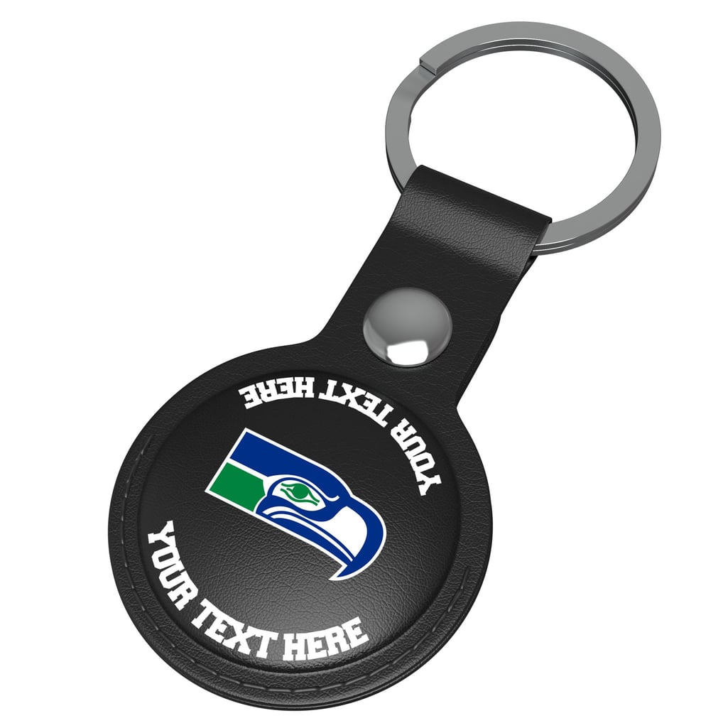 Seattle Seahawks Keyscaper Personalized Black Leatherette AirTag Holder