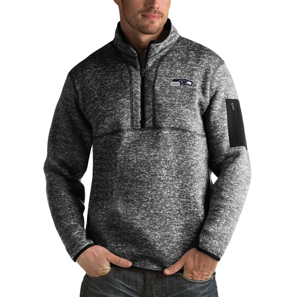 Seattle Seahawks Antigua Fortune Big & Tall Quarter-Zip Pullover Jacket - Heather Black