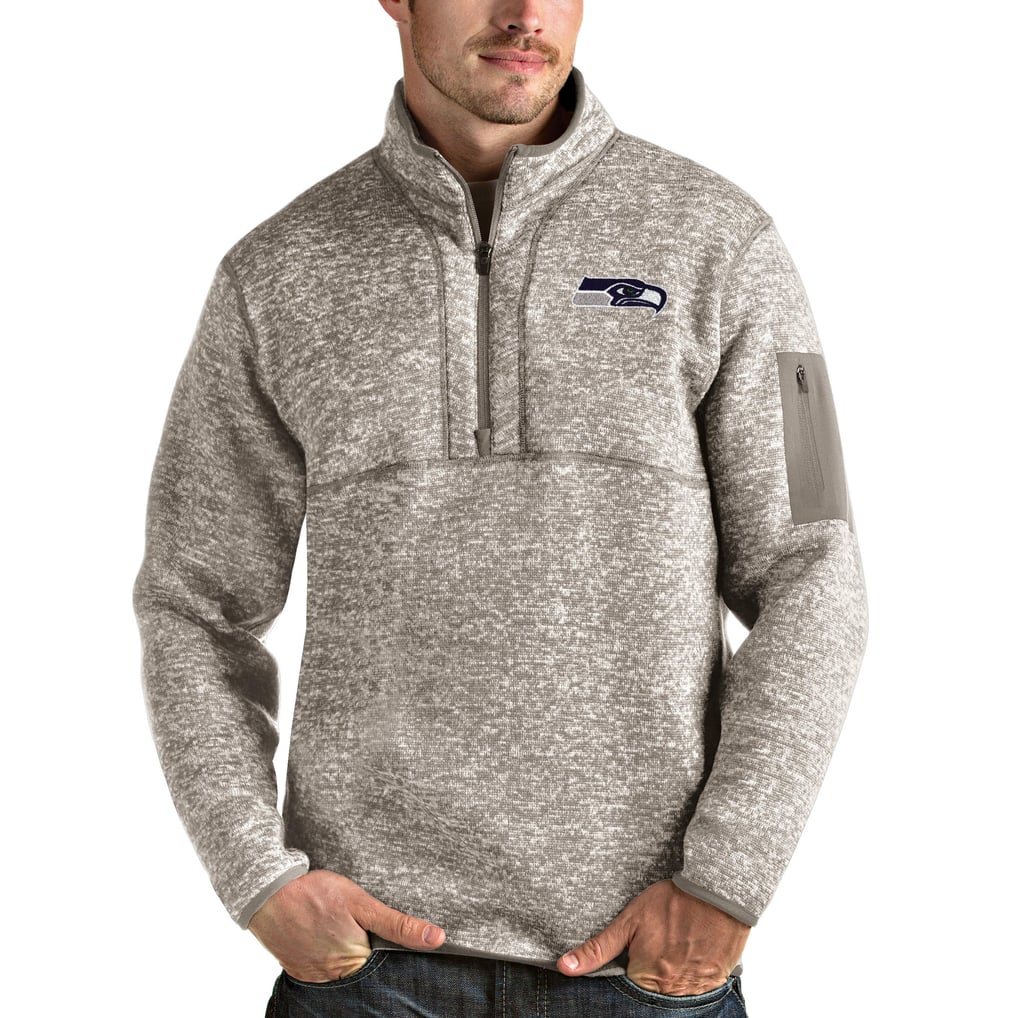 Seattle Seahawks Antigua Fortune Quarter-Zip Pullover Jacket - Oatmeal