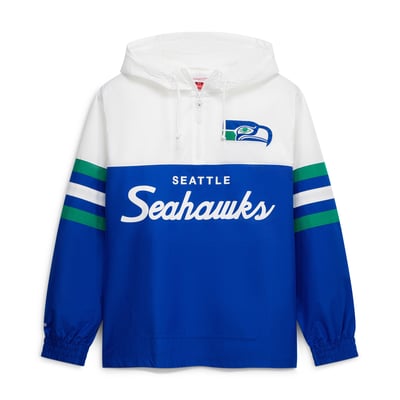  Seattle Seahawks Mitchell & Ness Head Coach Anorak Quarter-Zip Windbreaker Jacket - Royal
