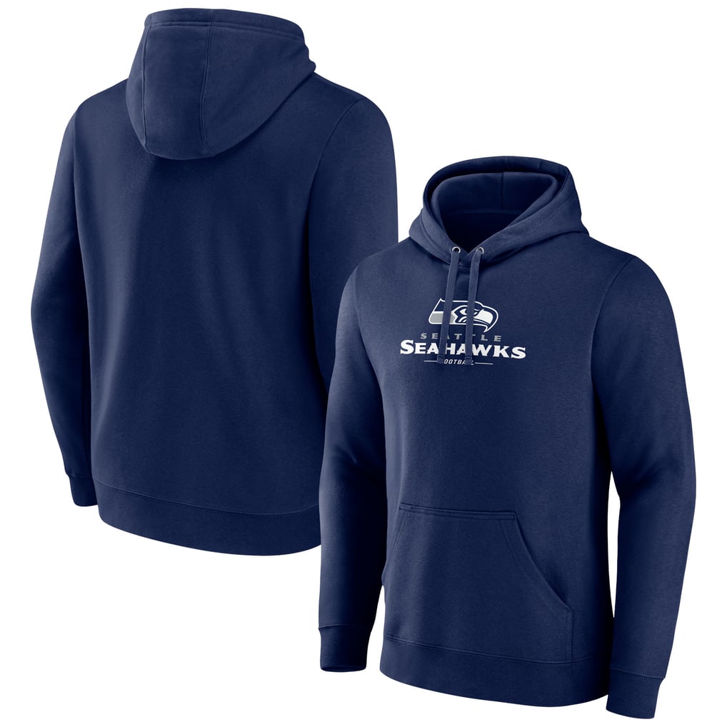 Seattle Seahawks Logo Team Lockup Fitted Pullover Hoodie - Navy