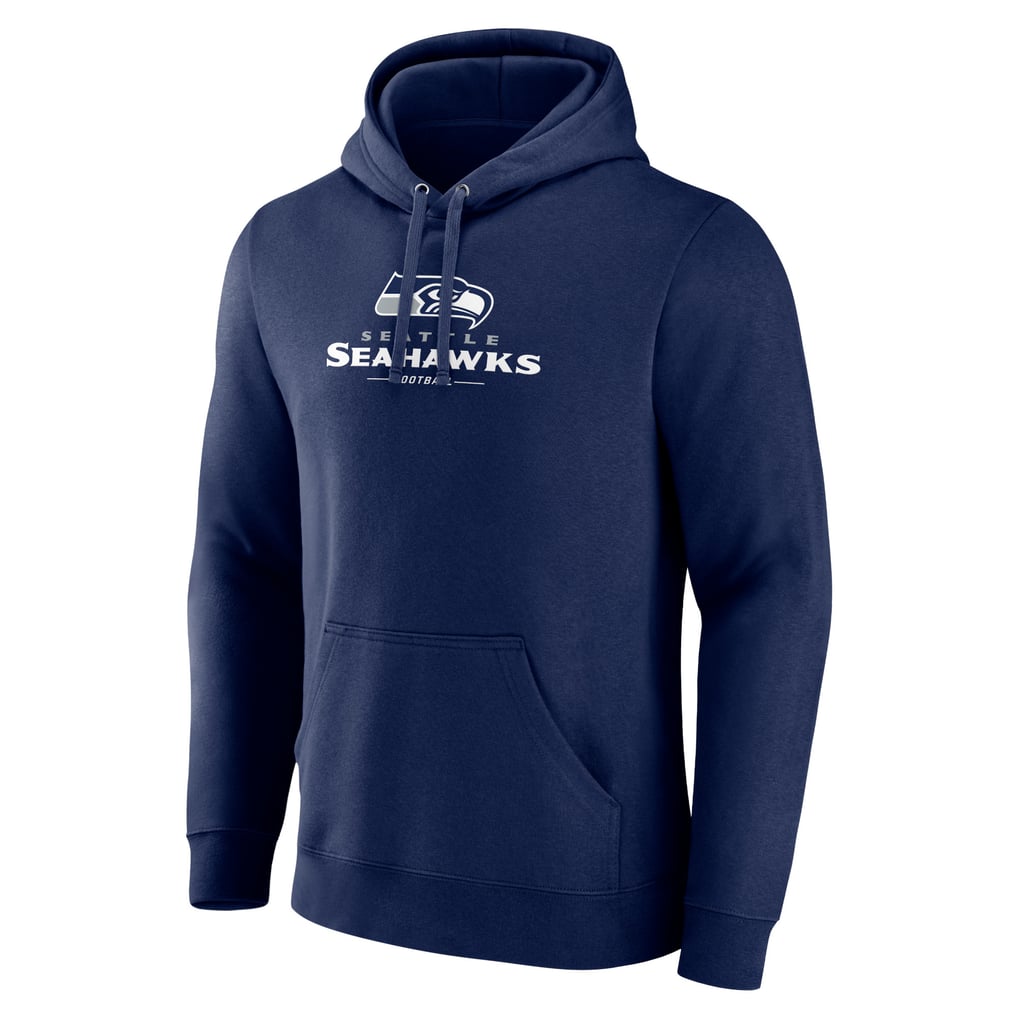 Seattle Seahawks Logo Team Lockup Fitted Pullover Hoodie - Navy
