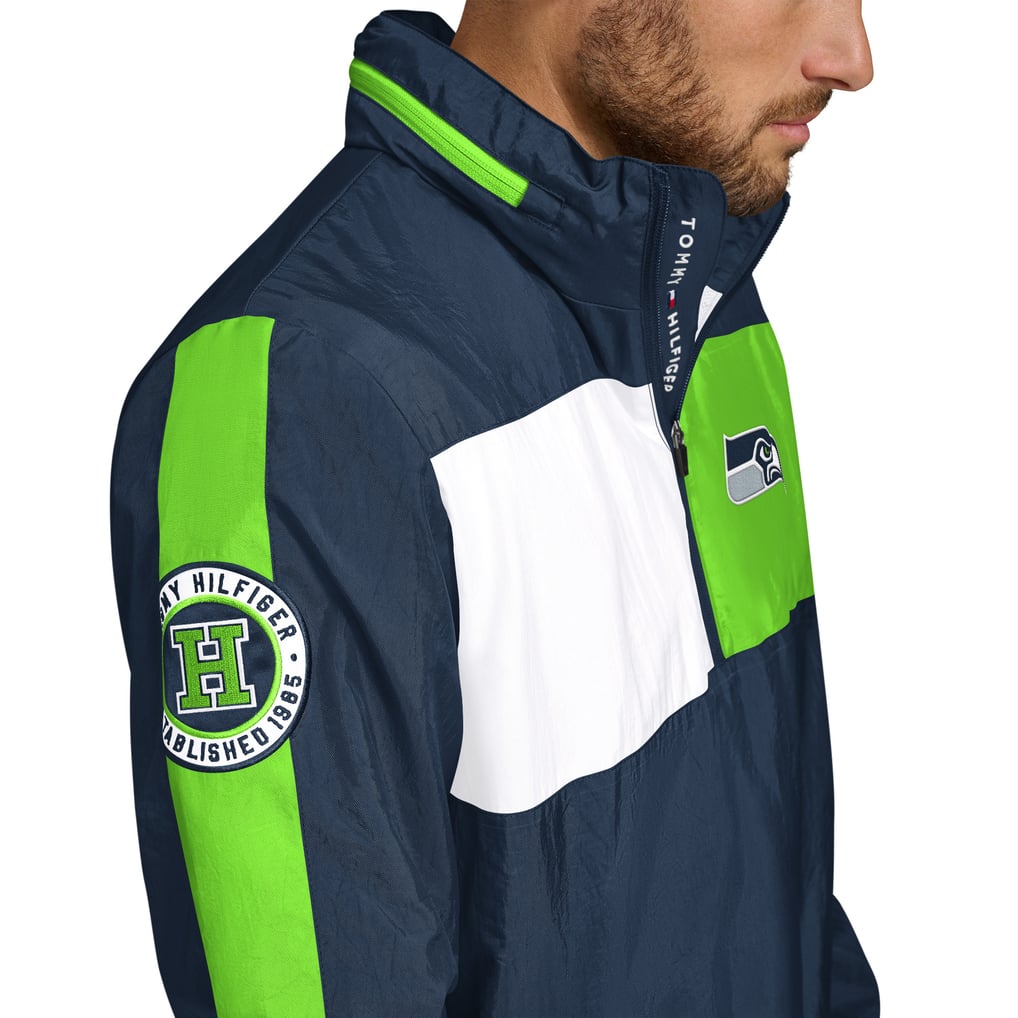 Seattle Seahawks Tommy Hilfiger Gael Lightweight Half-Zip Pullover Hoodie Jacket - College Navy