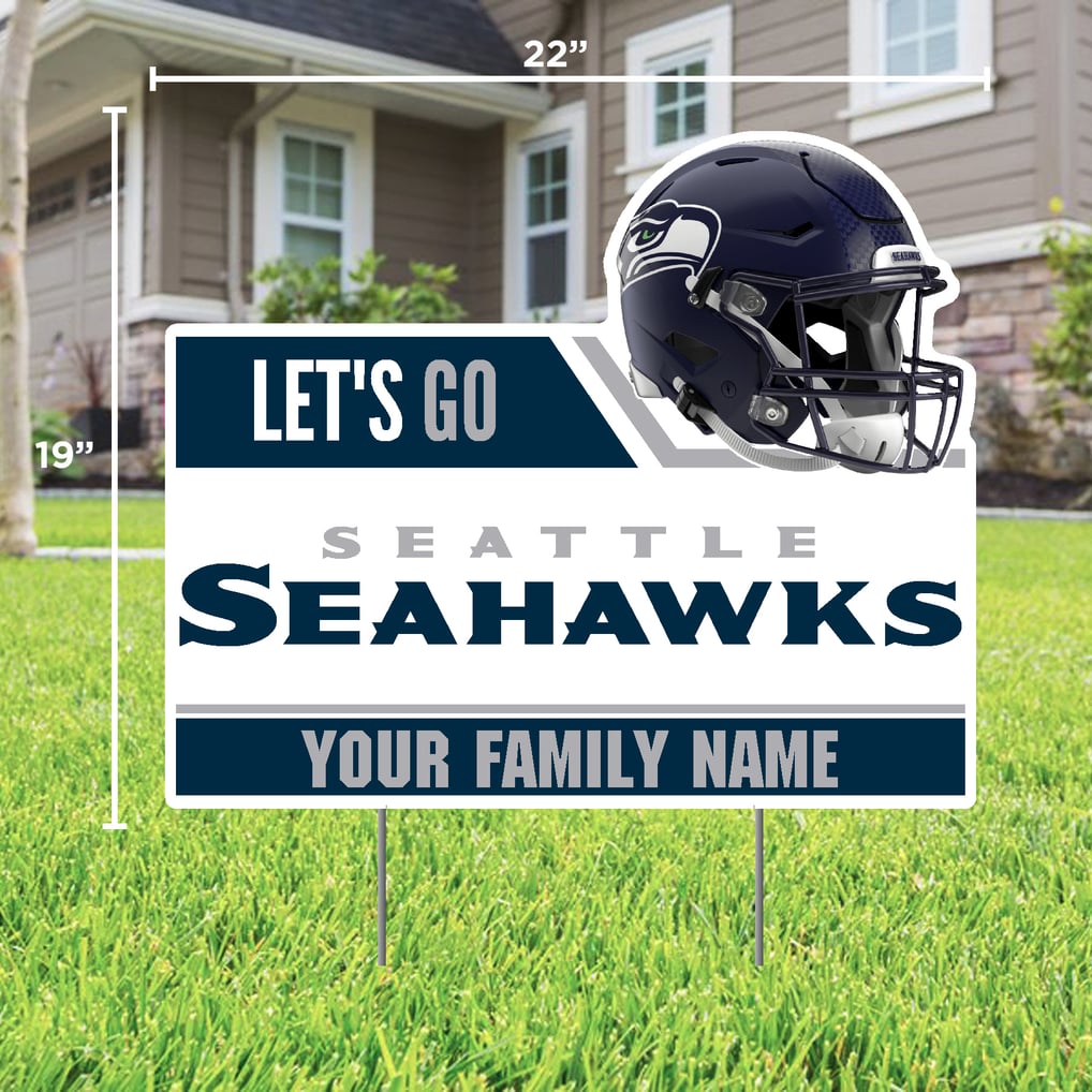 Seattle Seahawks Let's Go Personalized Lawn Sign