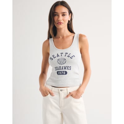 Seattle Seahawks Abercrombie & Fitch Women's Bra-Free Scoop Neck Tank Top - Heather Gray