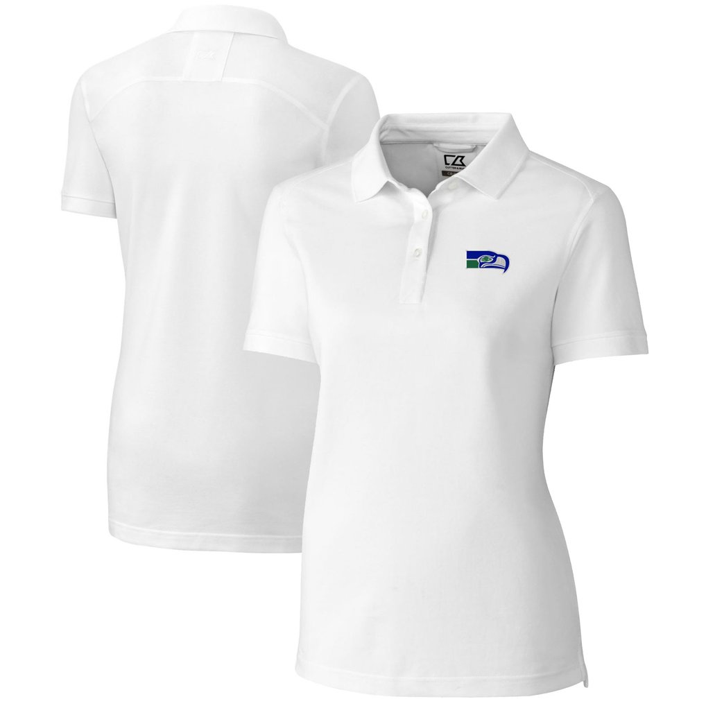 Seattle Seahawks Cutter & Buck Women's Throwback Logo Advantage Tri-Blend Pique Polo - White