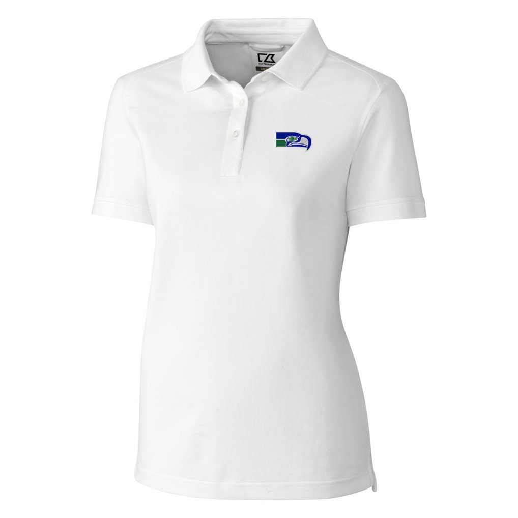 Seattle Seahawks Cutter & Buck Women's Throwback Logo Advantage Tri-Blend Pique Polo - White