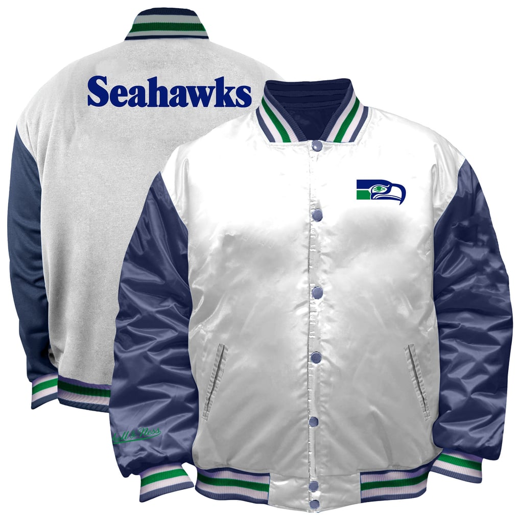 Seattle Seahawks Mitchell & Ness Women's Throwback Plus Size Full-Snap Satin Jacket - White