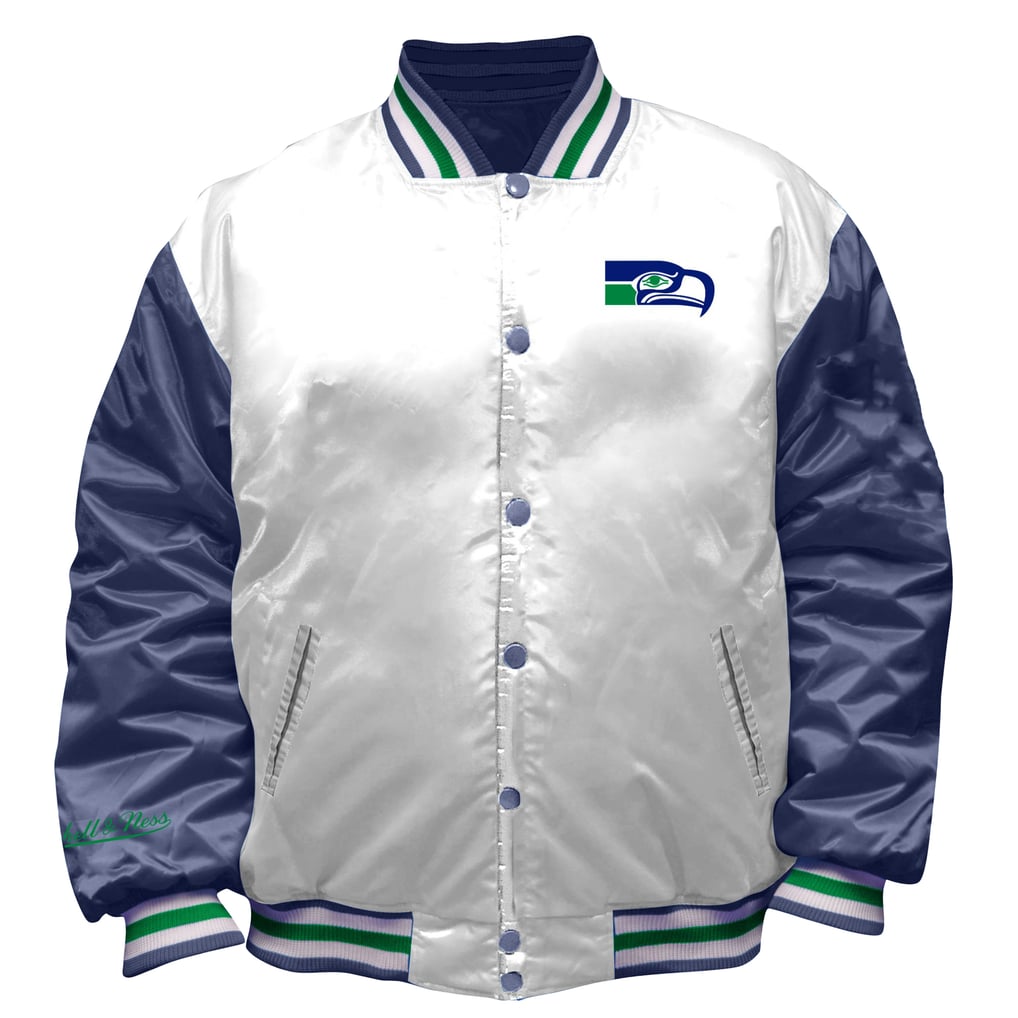 Seattle Seahawks Mitchell & Ness Women's Throwback Plus Size Full-Snap Satin Jacket - White
