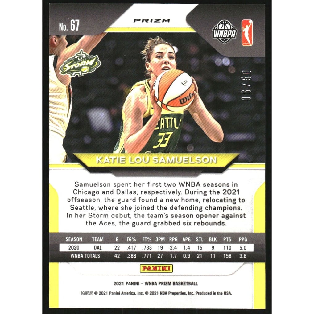 2021 Panini Prizm WNBA Prizms Orange #67 Katie Lou Samuelson